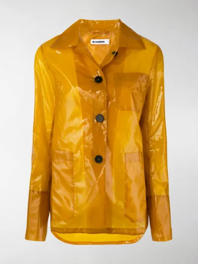 Jil Sander vinyl rain jacket orange | MODES
