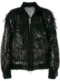 sacai sequin bomber jacket - Black
