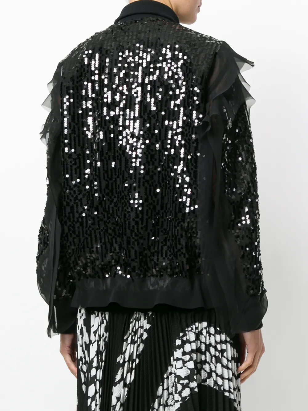 sacai cropped bomberjack Zwart