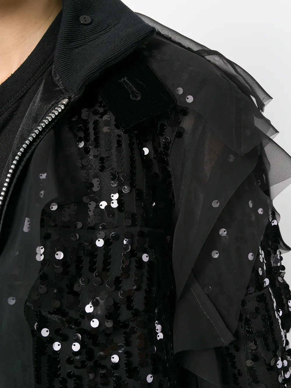sacai cropped bomberjack Zwart