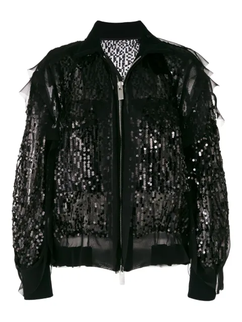 sacai sequin-embellished bomber jacket