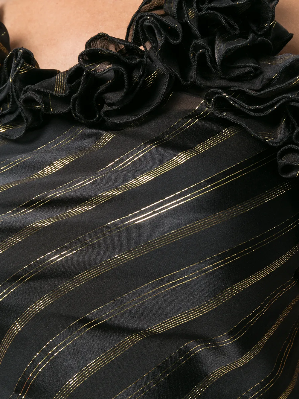 Striped Ruffled-Neck Blouse
