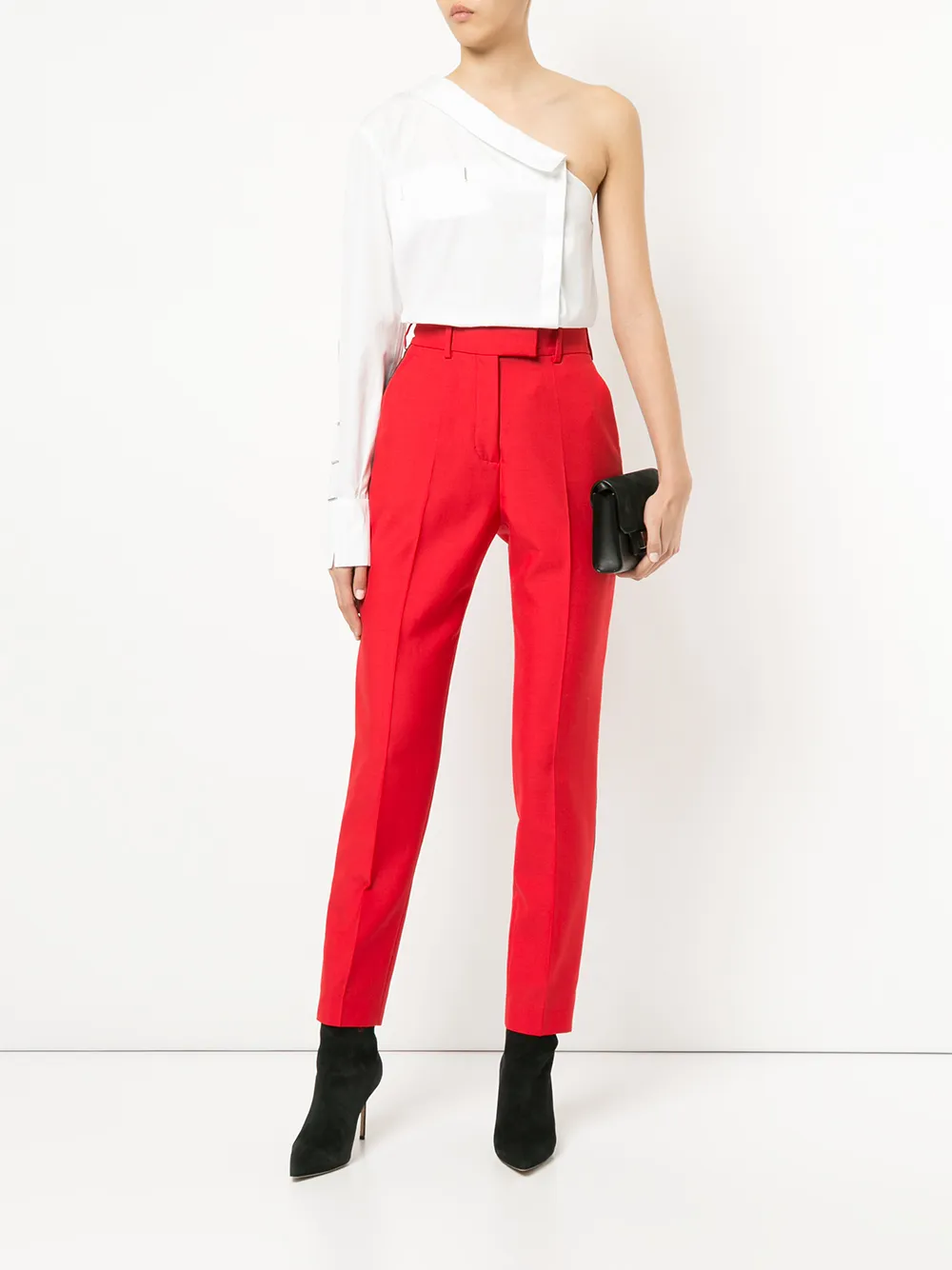 Mugler asymmetric one-shoulder shirt - Wit