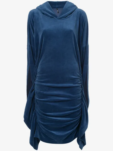 Paula Knorr velour ruched hooded dress