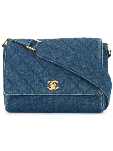 HOT SALE CHANEL quilted denim shoulder bag Women