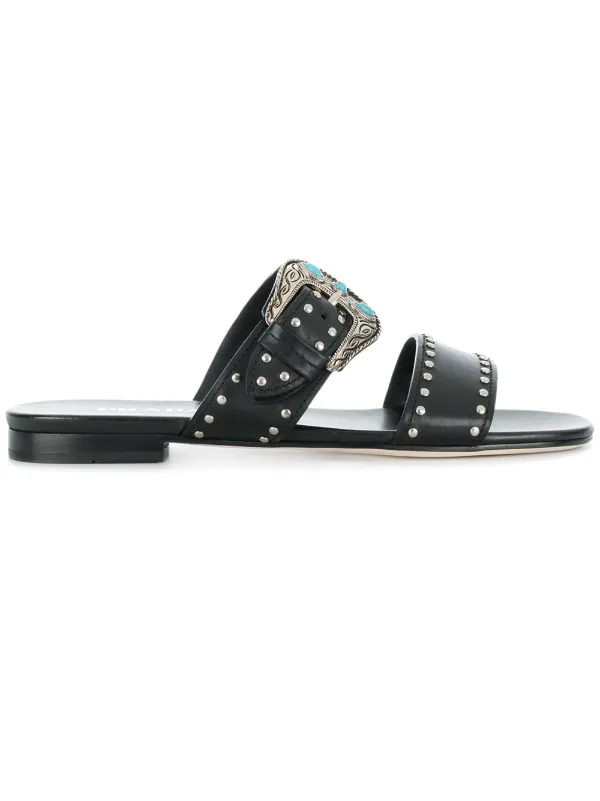 western buckle sandals