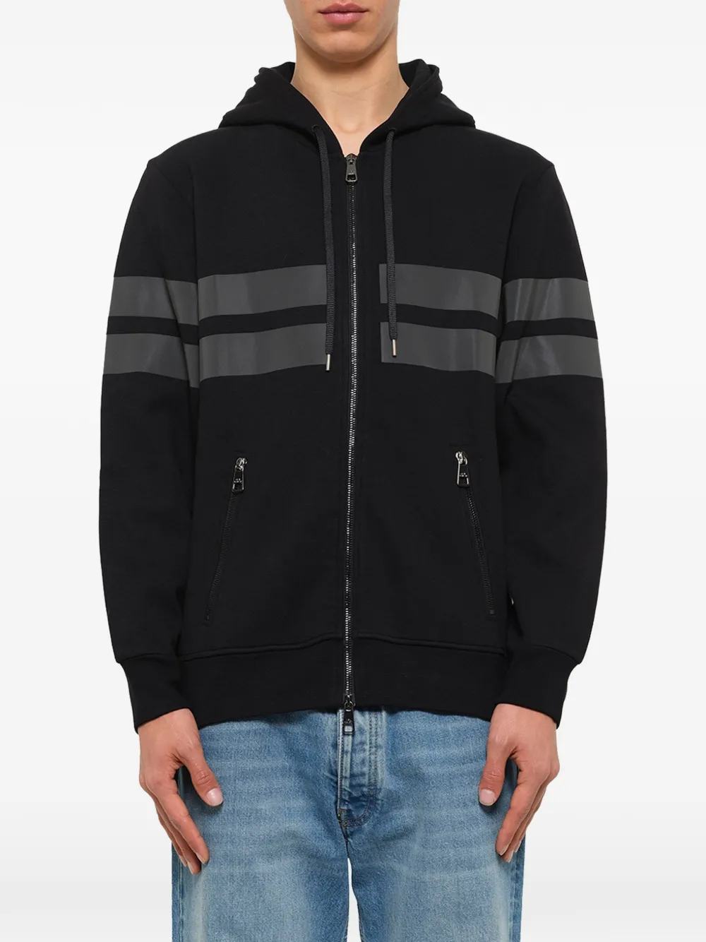 Neil Barrett Kapuzenpullover mit Einsätzen - Schwarz