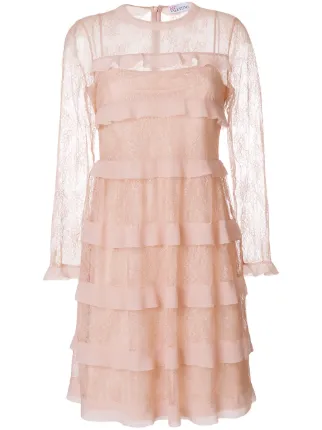 Red Valentino Tiered Lace Dress Farfetch Red Valentino Tiered Lace Dress