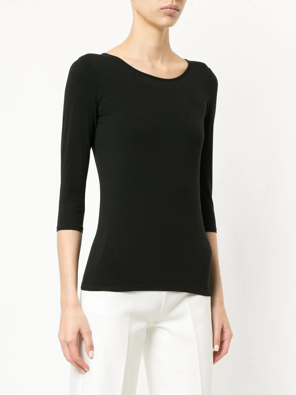  Marccain Three-quarter Sleeve T-shirt - Black 