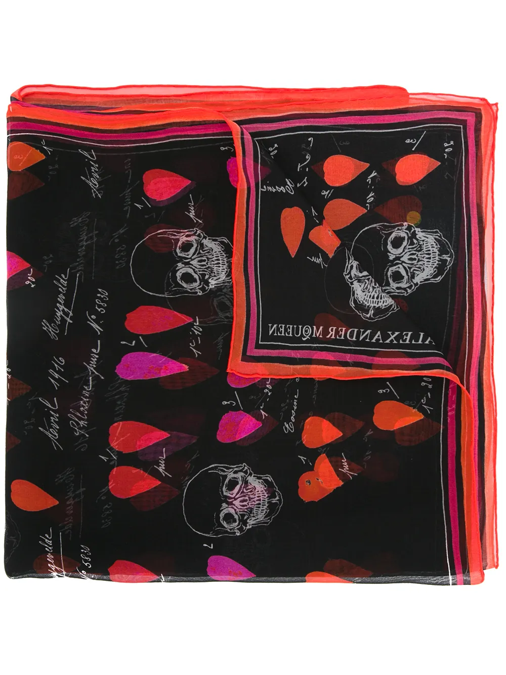 Alexander McQueen スカルプリント スカーフ - ブラック Alexander McQueen スカルプリント スカーフ - ブラック