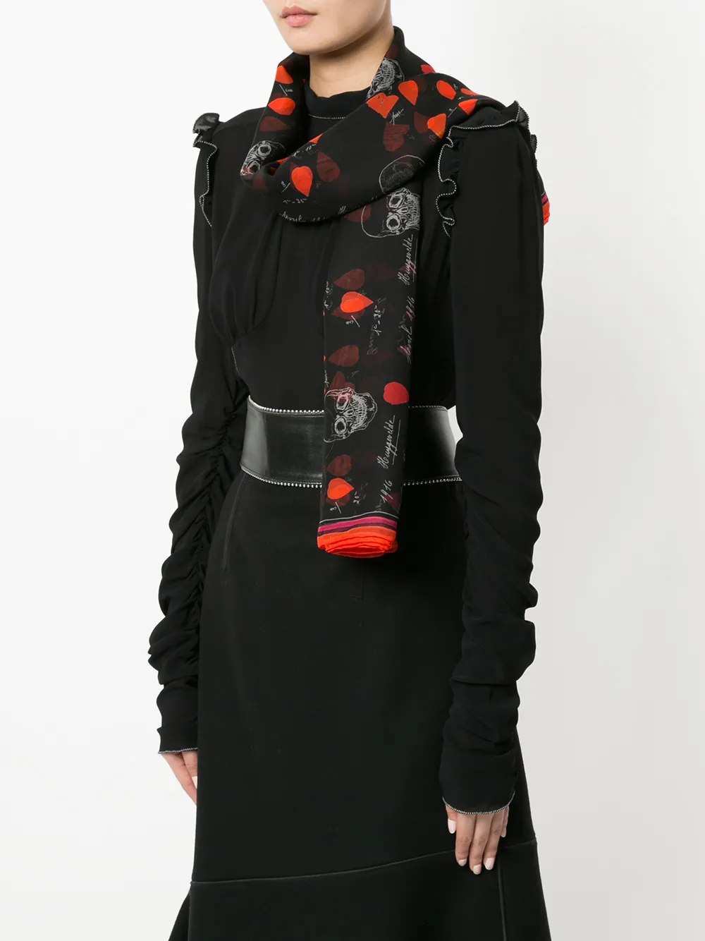 Alexander McQueen sjaal met schedelprint - Zwart