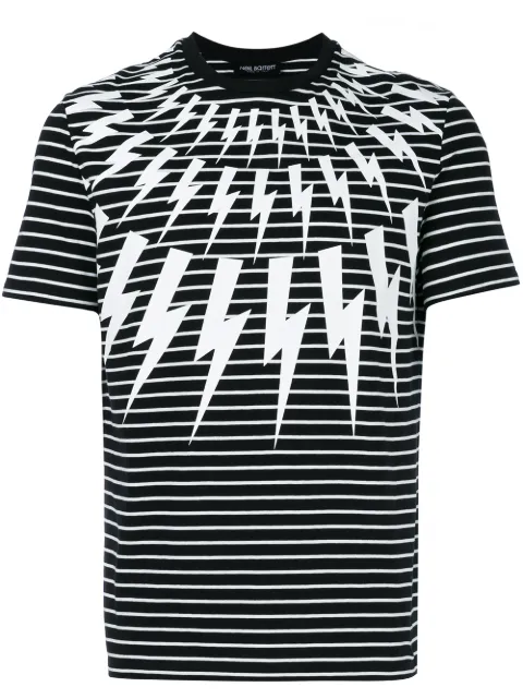 Neil Barrett striped lightning bolt T-shirt