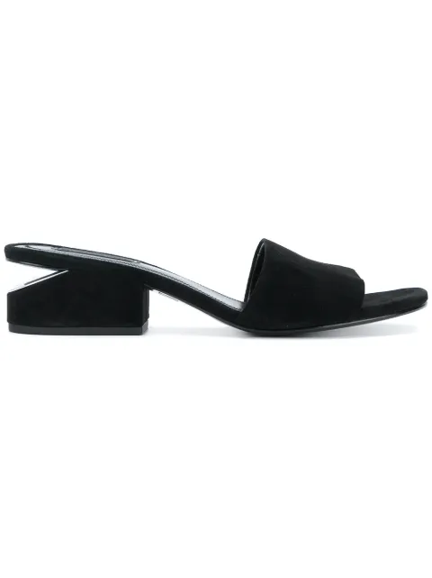 Click to view more detailed imagery on our partner's website Alexander Wang Lou Suede Sandal With Rhodium In 001 Black