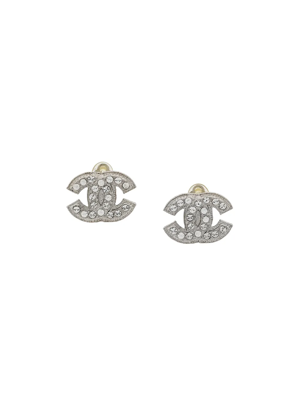 CHANEL Pre-Owned 2000 beaded Interlocking CC earrings, White