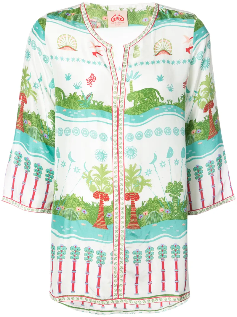 high neck printed blouse Le Sirenuse