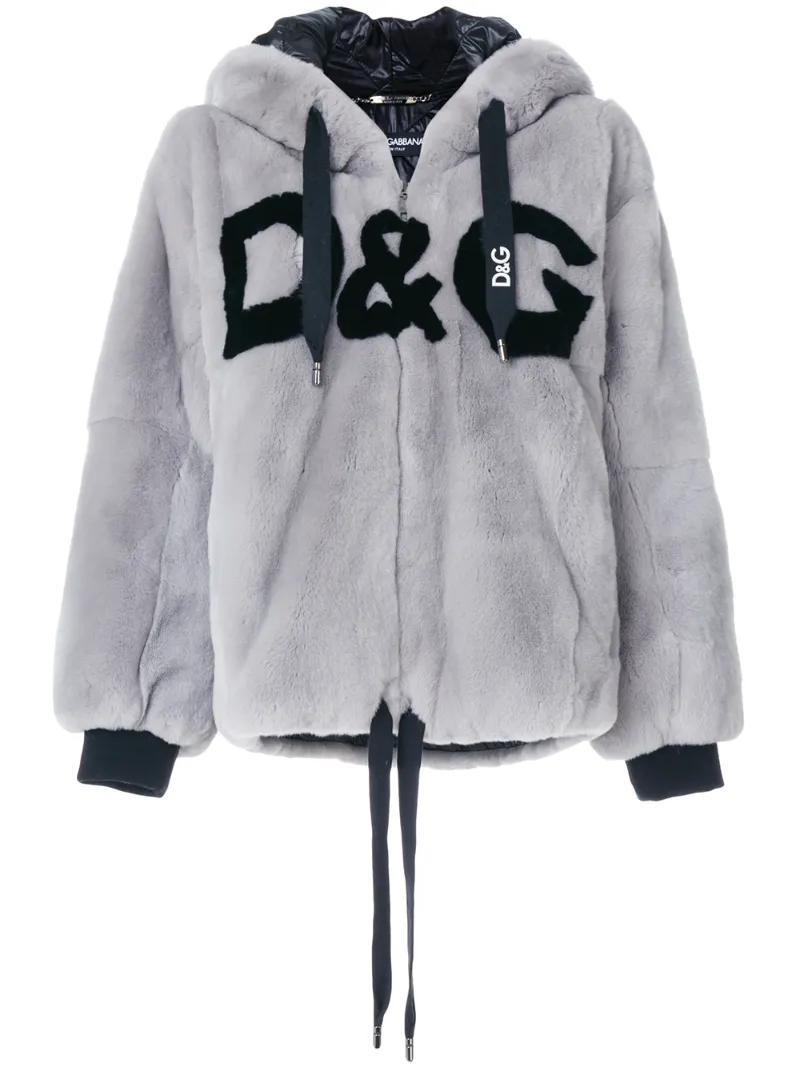 шуба из кроличьего меха с капюшоном Dolce & Gabbana