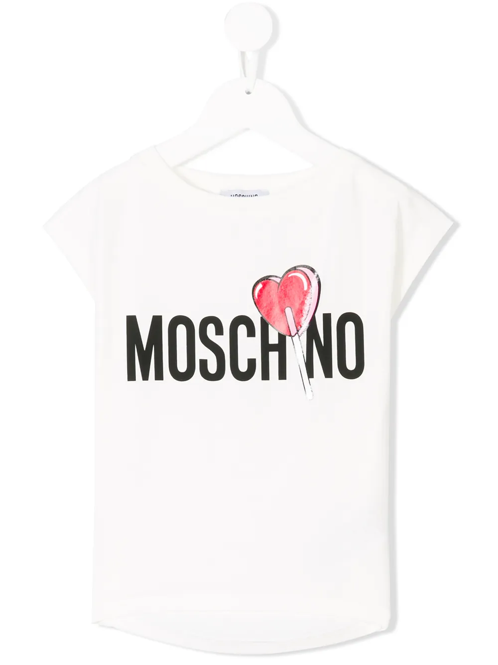 Moschino Kids топ с принтом логотипа и сердечка на палочке Moschino Kids топ с принтом логотипа и сердечка на палочке