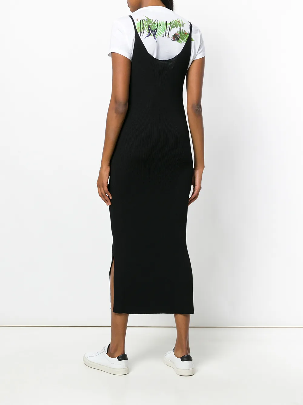 Off-White geribbelde jurk Zwart