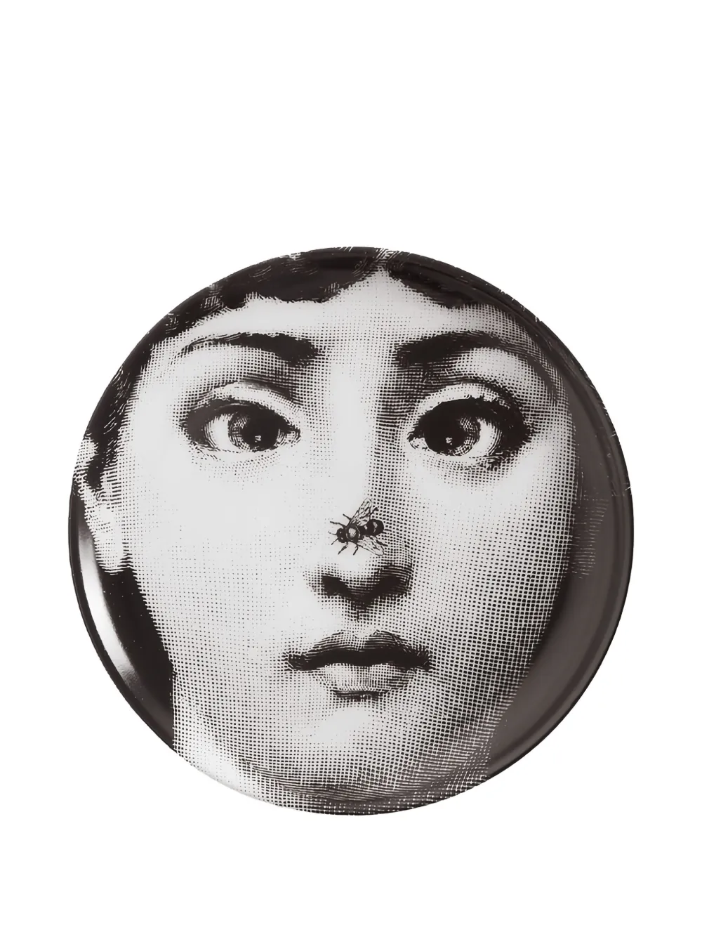 Fornasetti printed face coaster | Black | Image 1