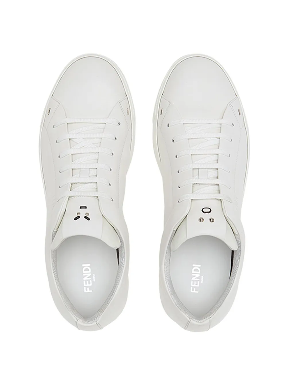 FENDI appliqué lace-up sneakers White