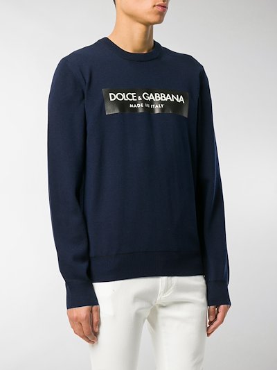 Dolce & Gabbana crew neck logo sweater blue | MODES