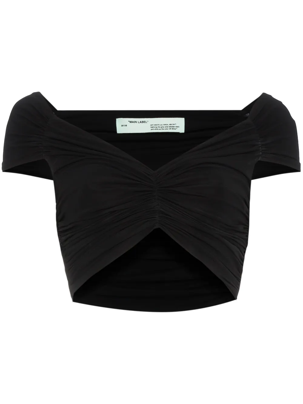 Off-White off-shoulder ruched cropped top - Black