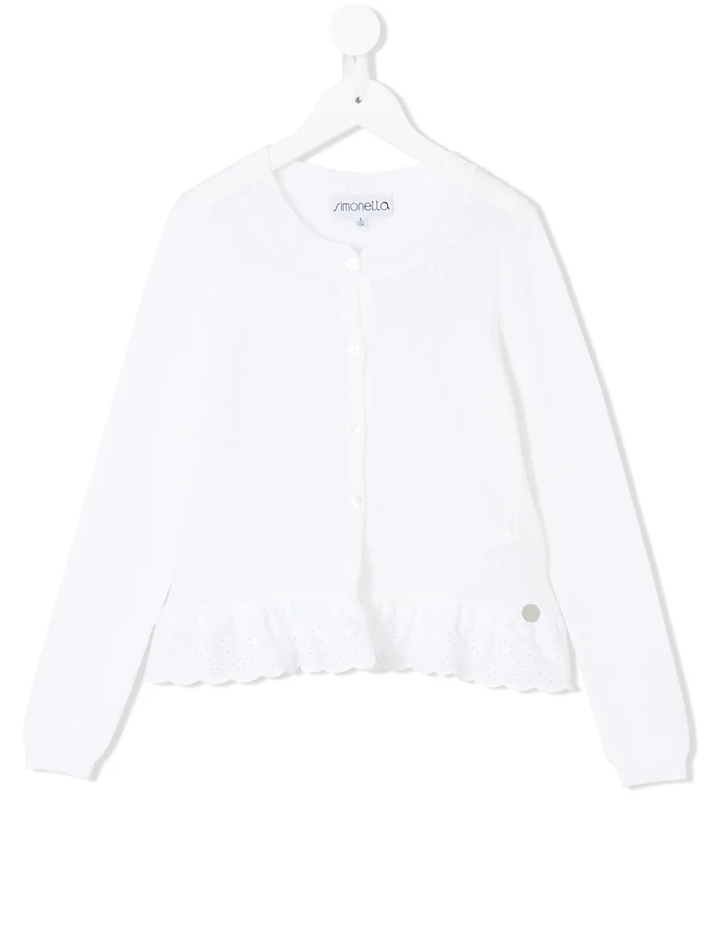 Simonetta vest met ruches en knoopjes Wit
