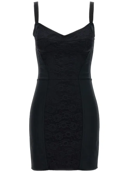 Robe courte à empiècement en dentelle - Dolce & Gabbana - Modalova