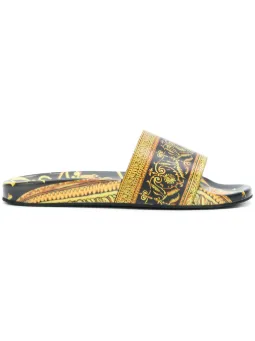 Men S Versace Shoes Luxury Footwear 2018 Farfetch Baroque Print Slides