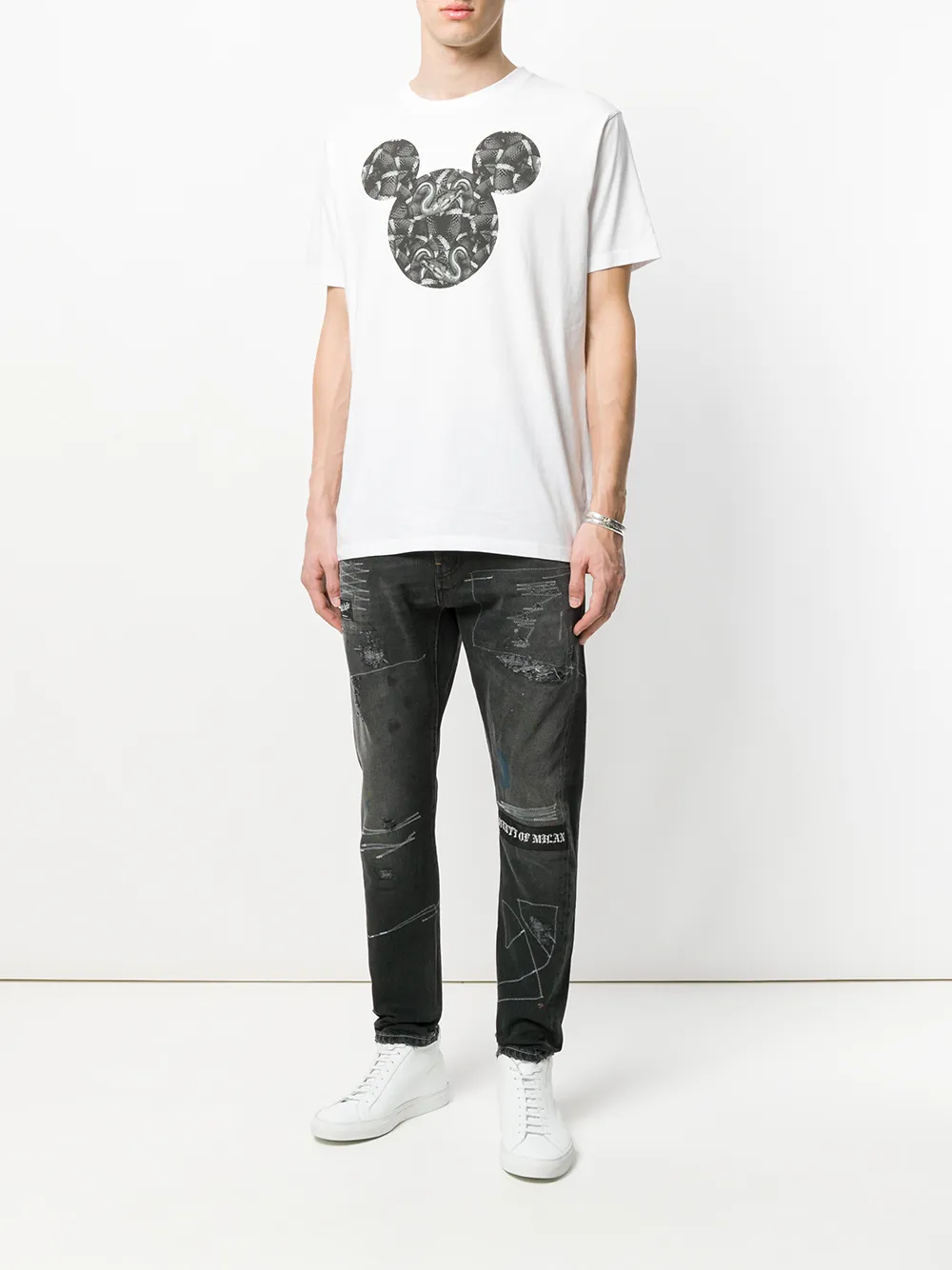 COUNTY OF MILAN Mickey Mouse Snakes T-shirt Wit