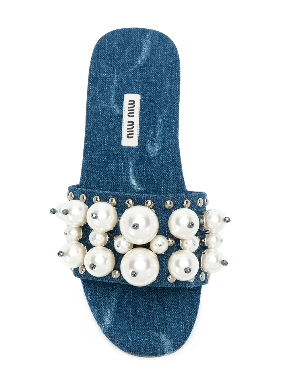 Miu Miu sandalias con detalles de perlas - Azul - Miu Miu | Mystilo