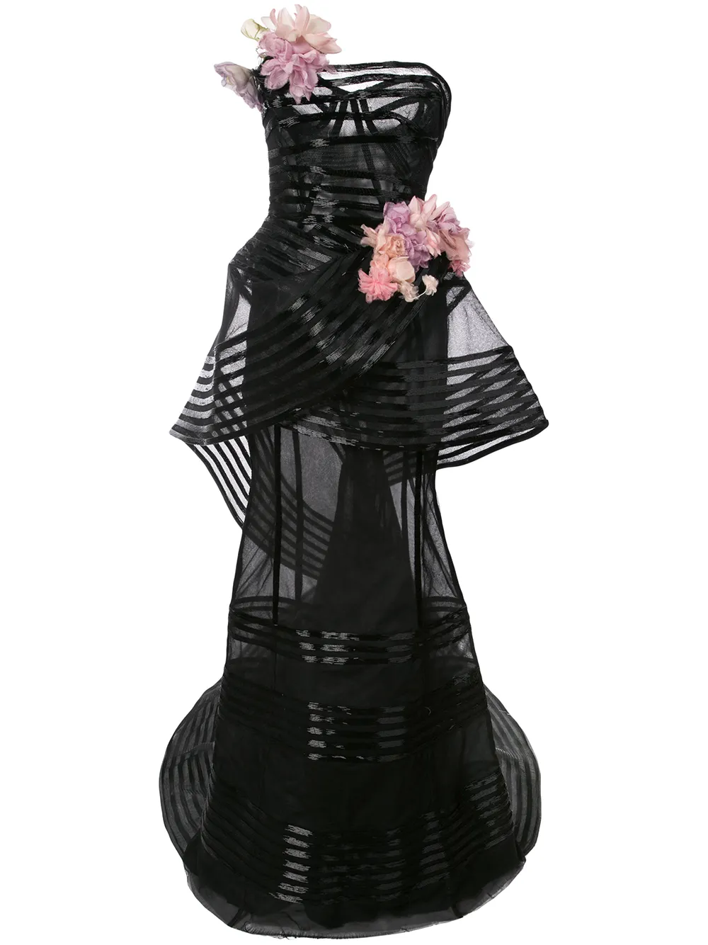 Marchesa floral-embellished strapless gown