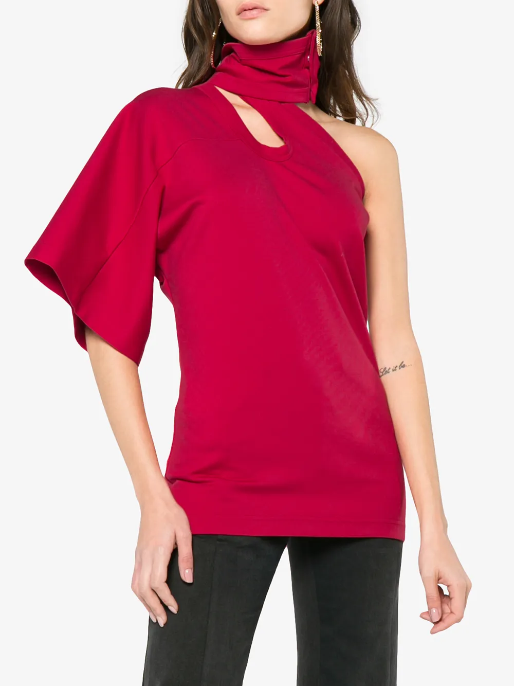 AMBUSH asymmetric cut out top Rood