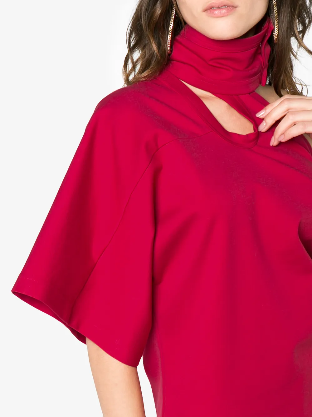 AMBUSH asymmetric cut out top Rood