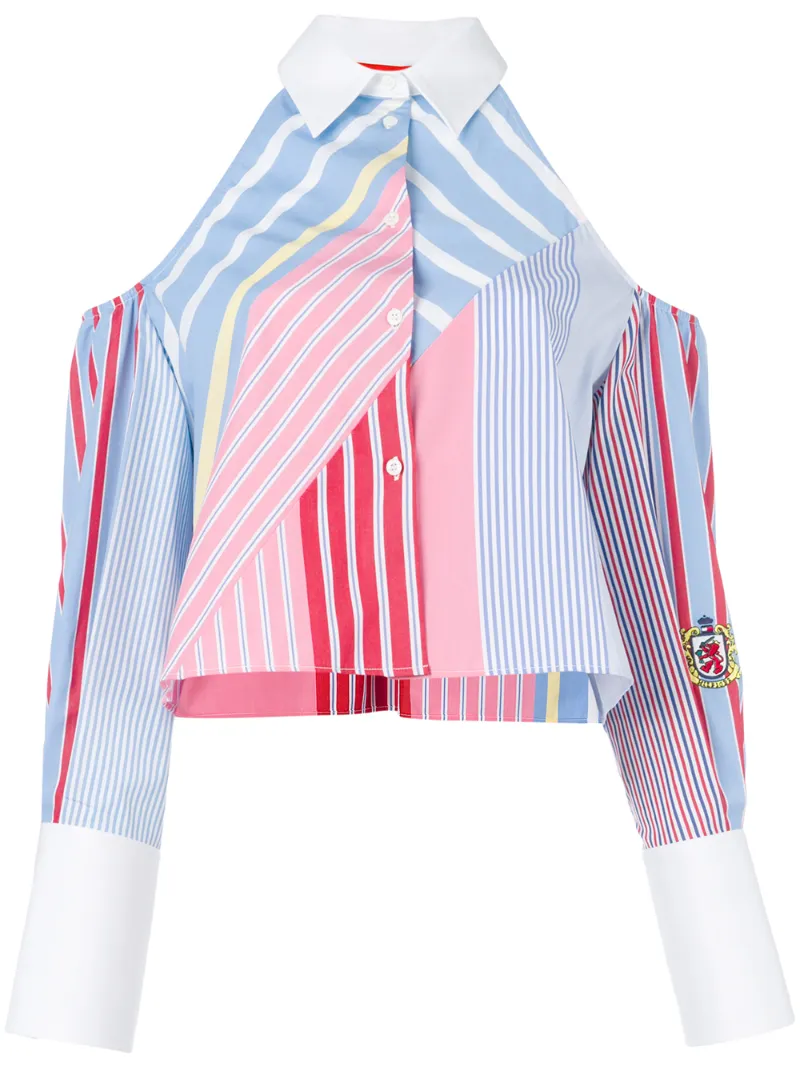 полосатая рубашка с открытыми плечами Tommy Hilfiger