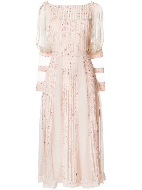 D'esprit Valentino Georgette Red Point Farfetch Geplooide Jurk 7YbyI6mfgv