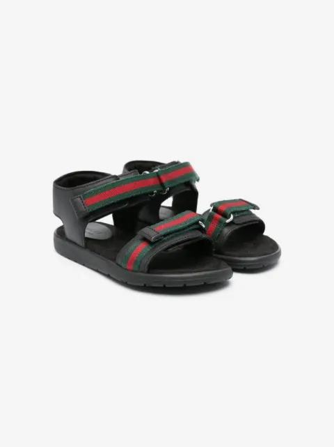 Gucci Kids sandales en cuir à détail Web