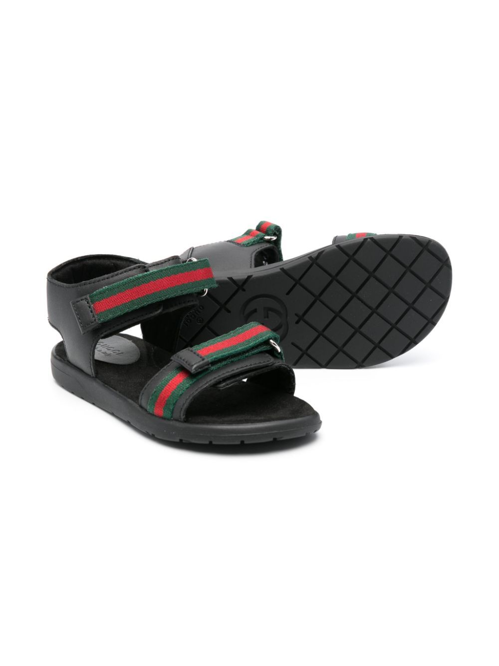 Gucci Kids Web-trim leather sandals - Black