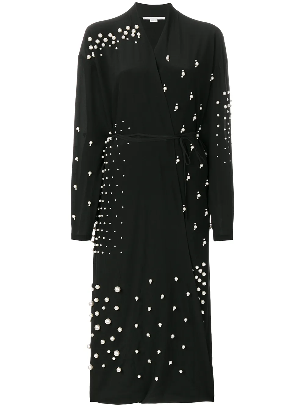 Stella McCartney Seiden-Morgenmantel mit Perlen - Schwarz