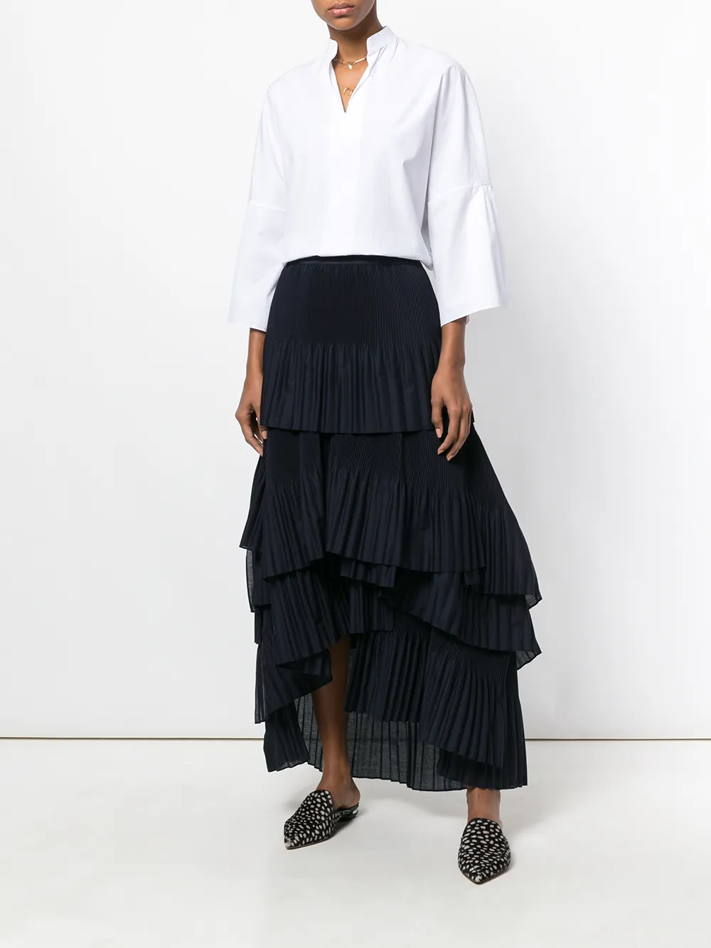 Brunello Cucinelli asymmetrische tierrok - Blauw