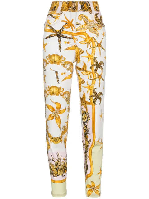 VERSACE HIGH RISE JEANS WITH MARINE PRINT,A79699A225667A725812662075