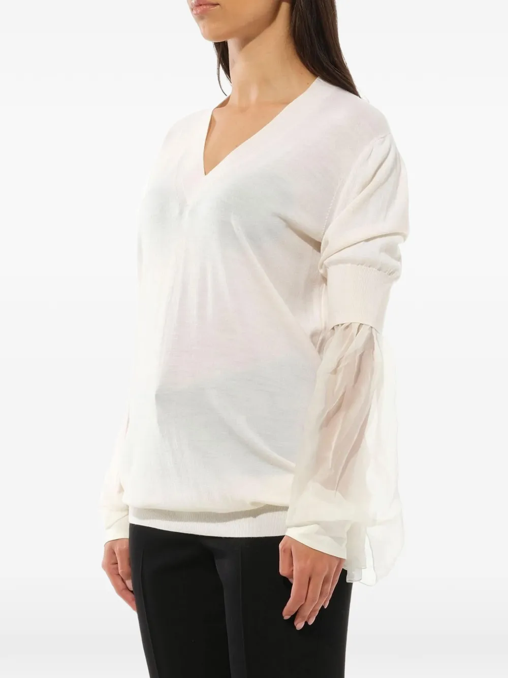  Givenchy Pullover Mit Semi Transparenten ärmeln   Weiß 