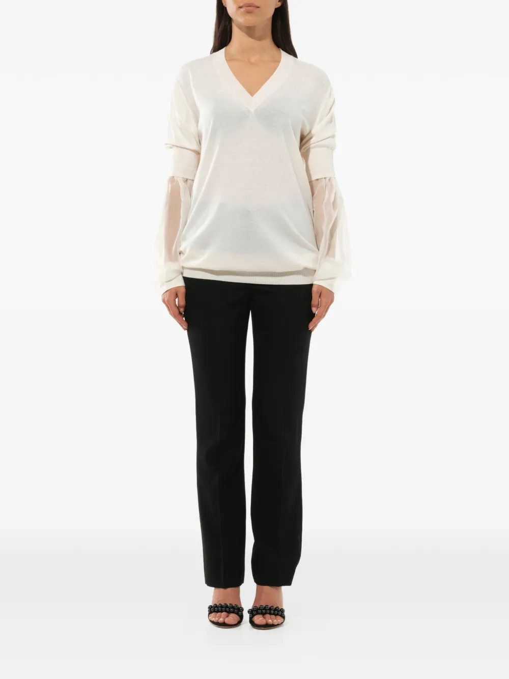  Givenchy Pullover Mit Semi Transparenten ärmeln   Weiß 