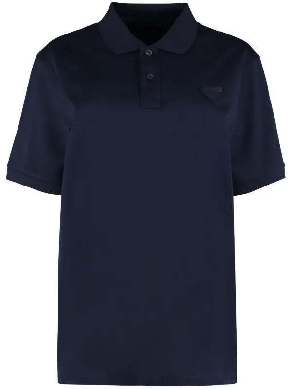 Prada Spring 1996 Blue Navy Nylon Short Sleeve T Shirt Polo