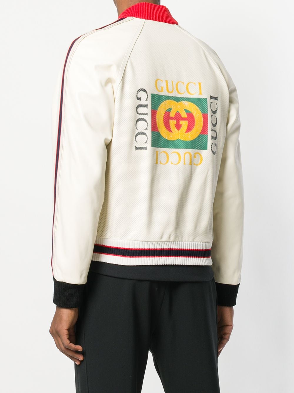 Gucci - Printed Perforated-Leather Bomber Jacket - Men - White Gucci