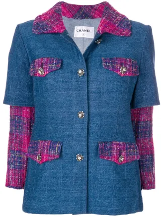 chanel pink denim jacket