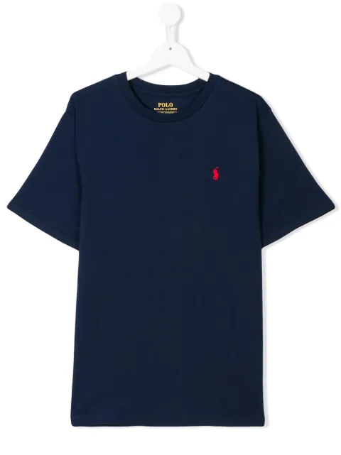 Click to view more detailed imagery on our partner's website Ralph Lauren Kids' Blue T-shirt For Boy With Red Pony Logo