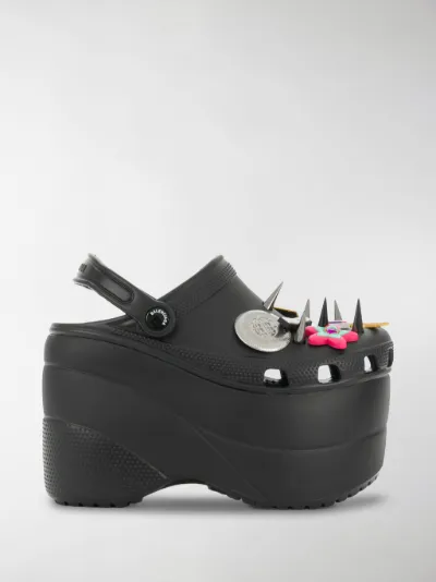 black foam platform sandals