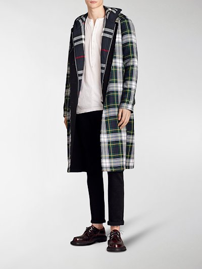 Burberry check detail hooded sweatshirt blue | MODES