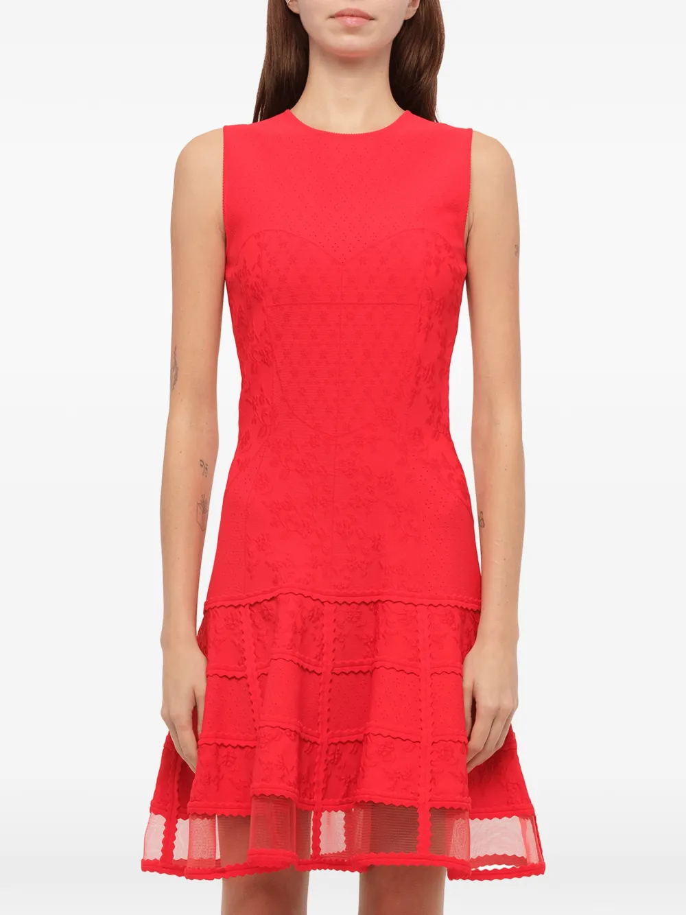 Alexander McQueen Ärmelloses Strick-Kleid - Rot